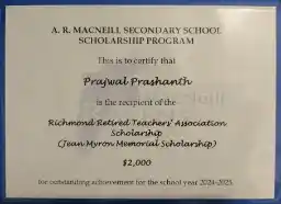 Scholarship Certificate