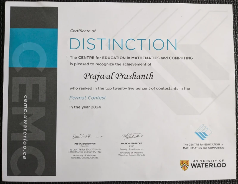 Fermat Distinction Certificate