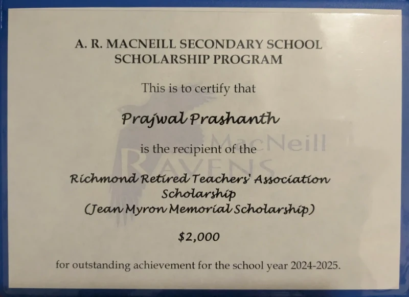 Scholarship Certificate