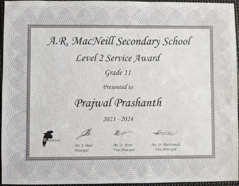 Level 2 Service Award Certificate
