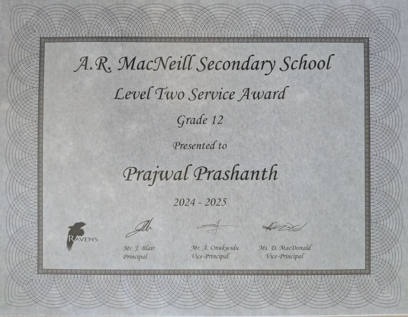 Level 2 Service Award Certificate