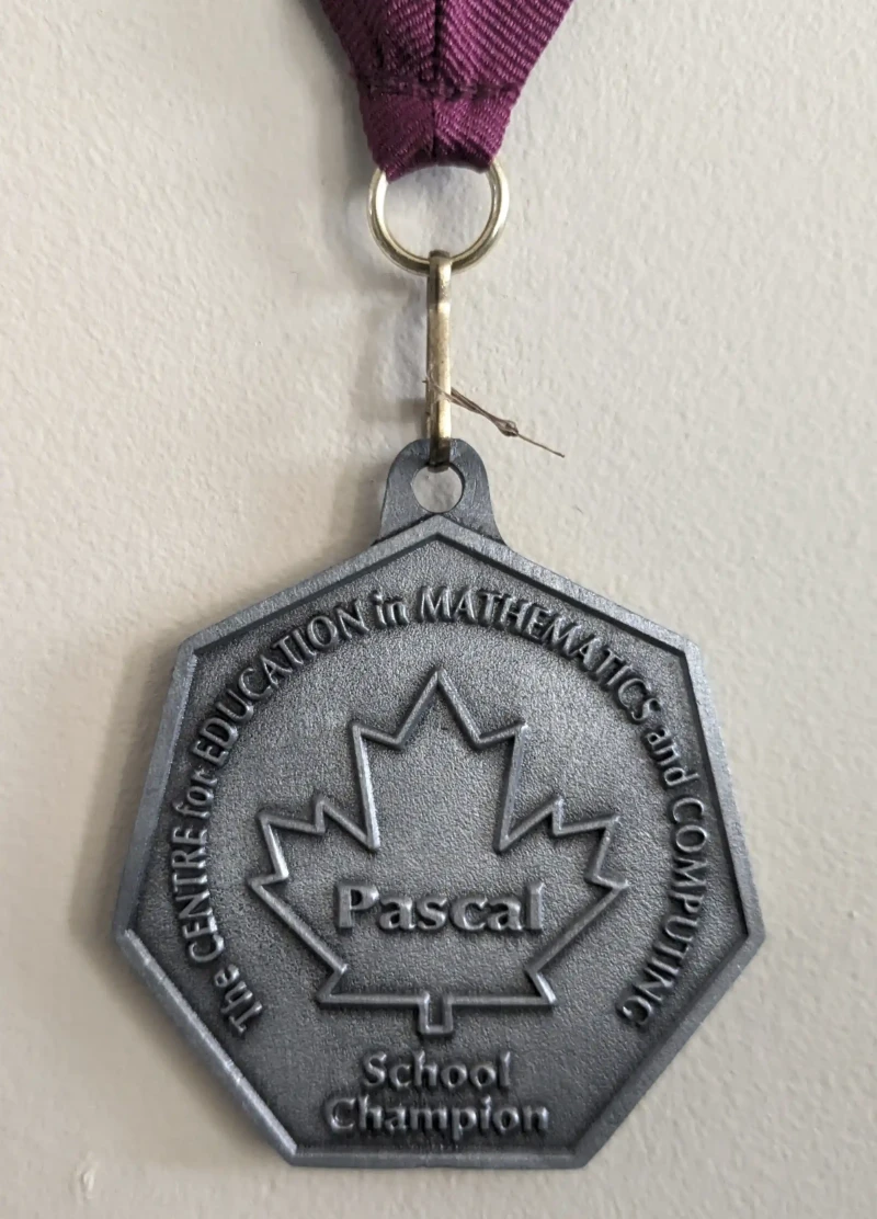 Pascal School Champion Medal