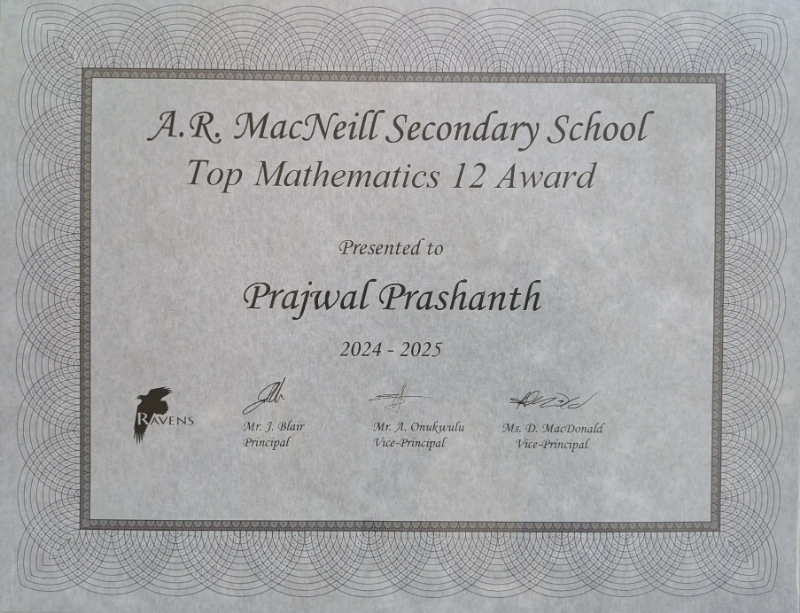Top Math 12 Certificate