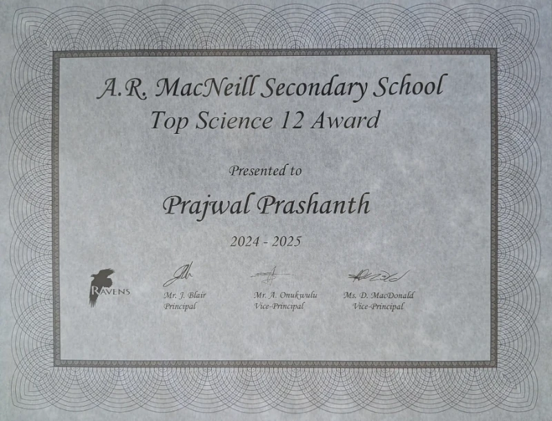 Top Science 12 Certificate