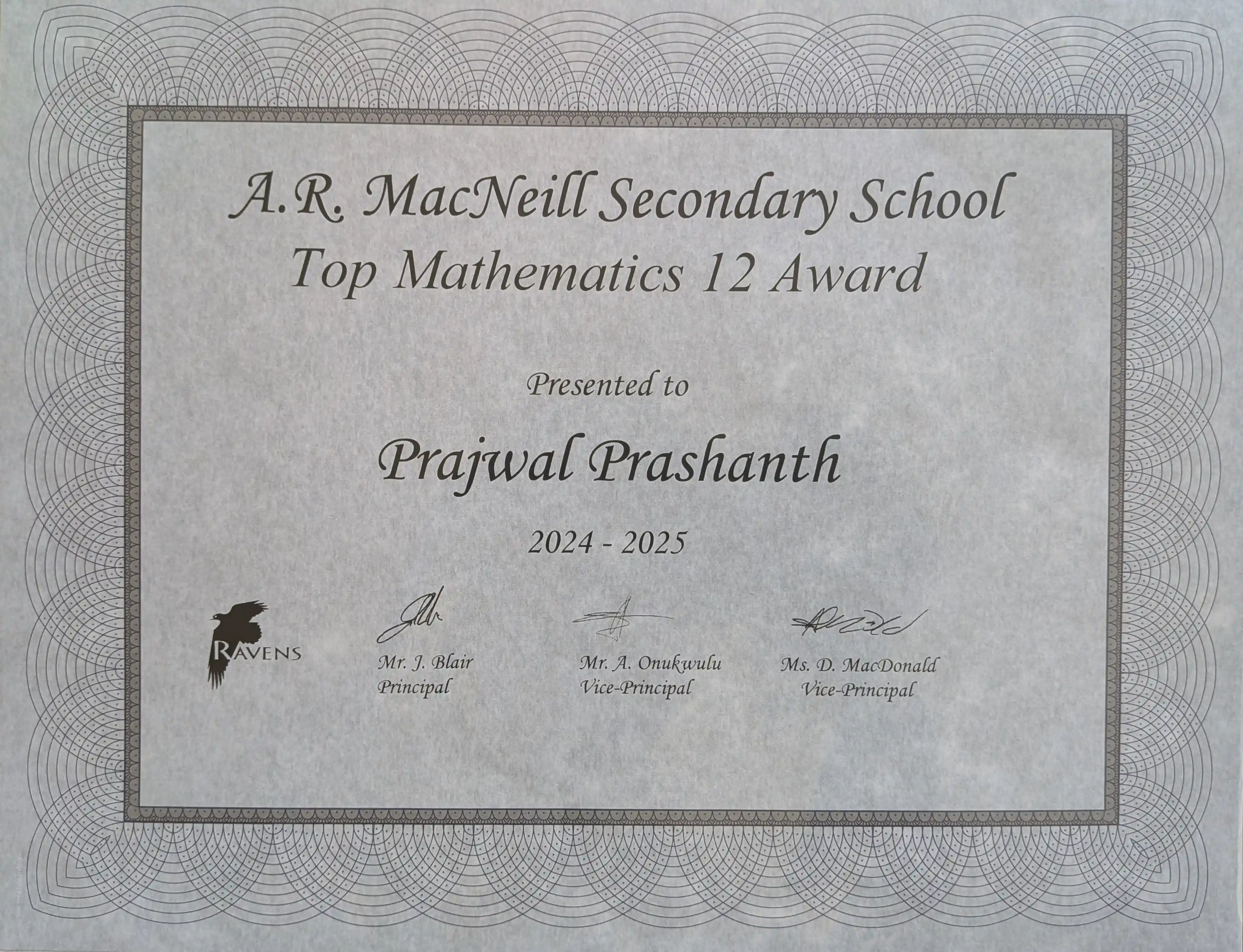 Top Math 12 Certificate